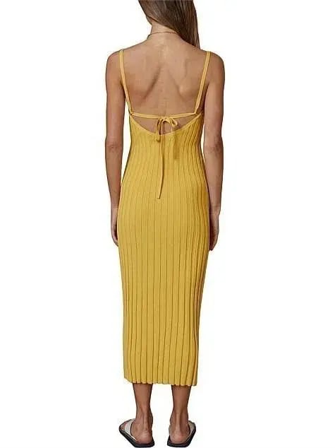 Bec & Bridge Antoinette Knit Midi Dress Yellow Size 8 photo 2