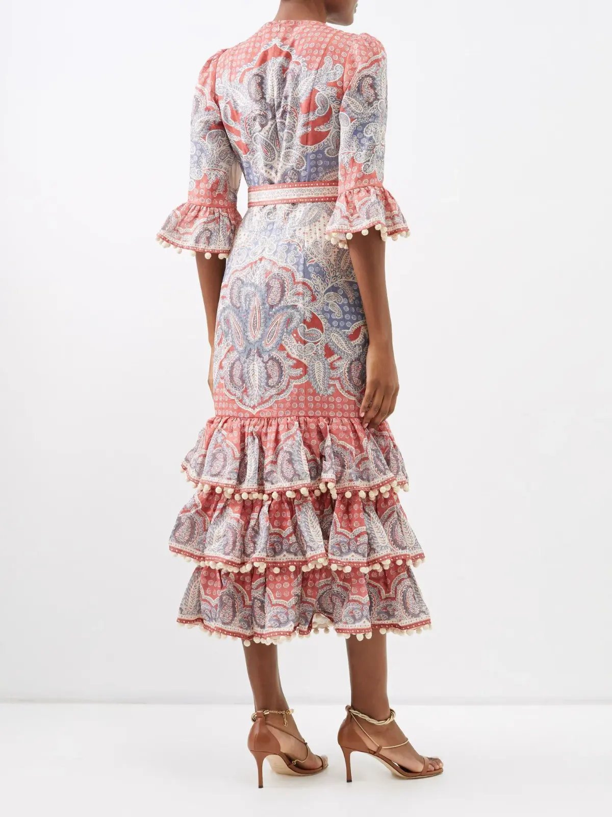 Zimmermann Vitali Paisley-Print Tiered Linen-Voile Dress 0P/AU 6 photo 2