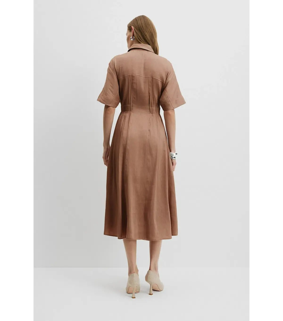 Country Road Cinched Shirt Dress in Nutmeg Size 12 photo 5