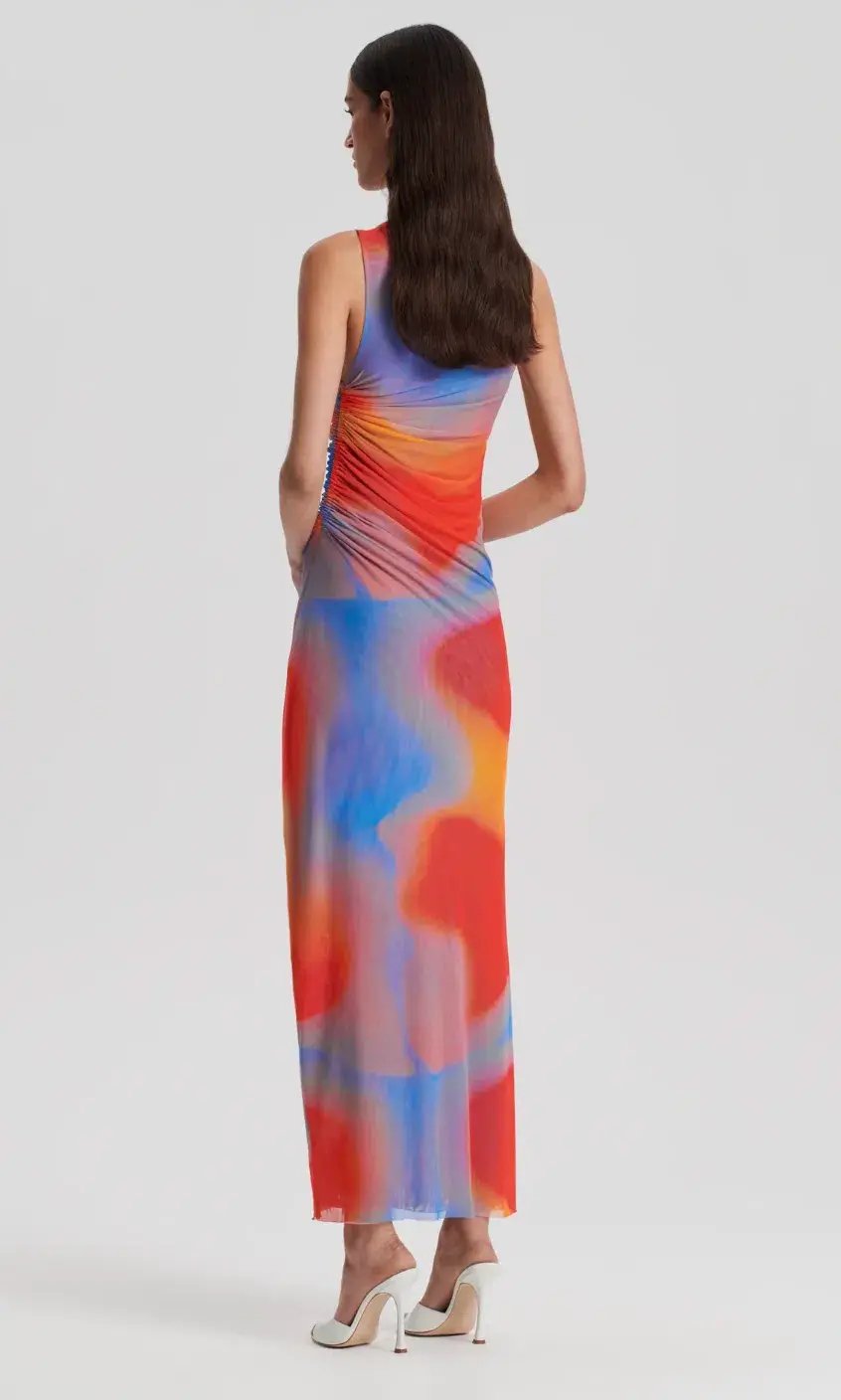 Scanlan Theodore Italian Watercolour Dress Red Blue Size 10 photo 3