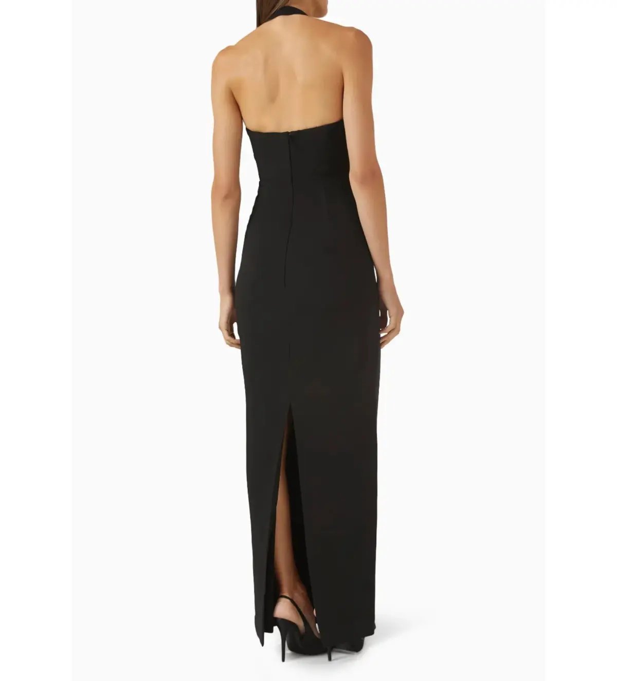 Rachel Gilbert Maria Haltereck Gown In Crepe Black Size 8 photo 5