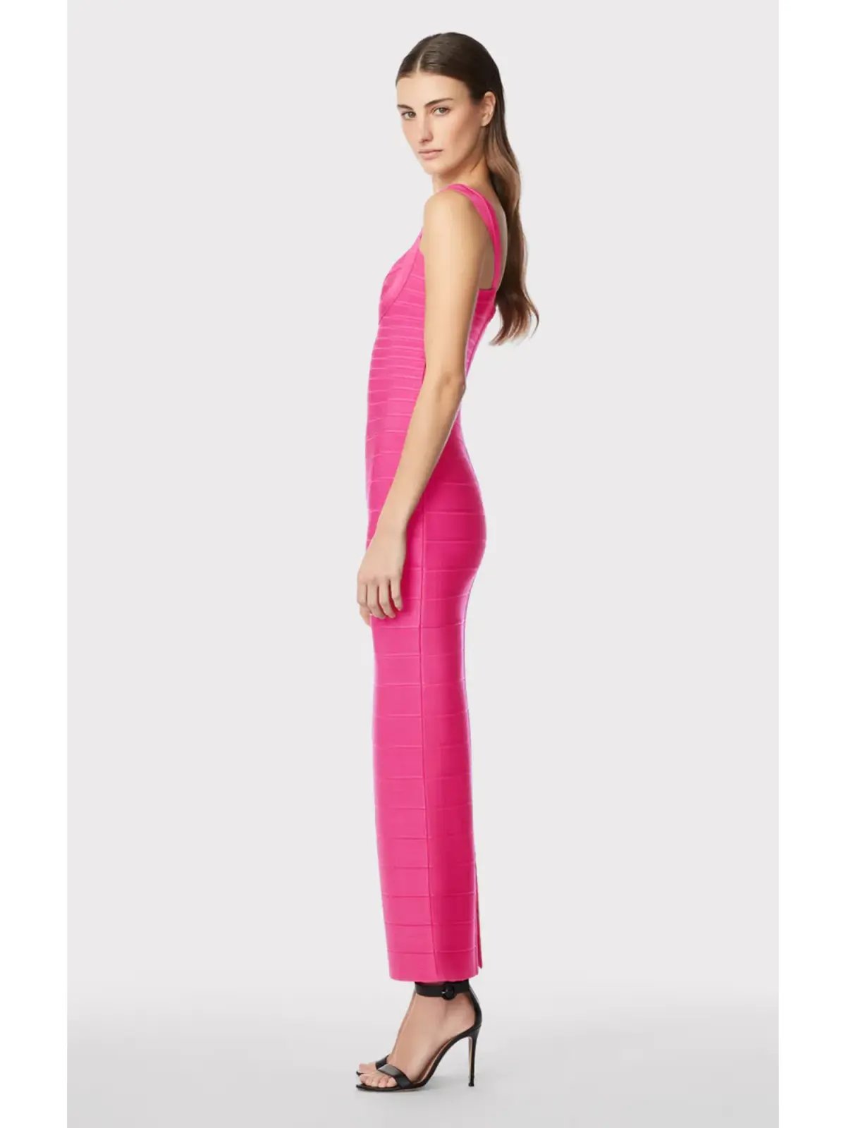 Herve Leger Fluted Bandage Gown in Pink Size Small / AU 8 photo 2