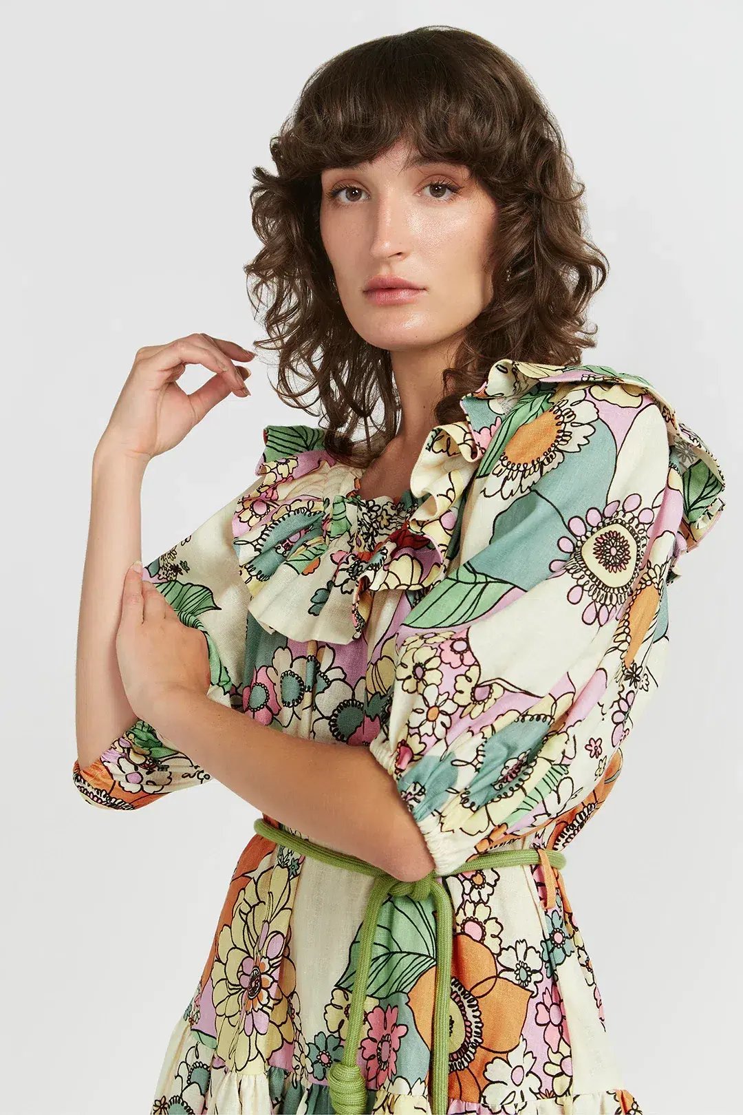 Alemais Exclusive Farah Ruffle Mini Dress Floral Size 6 photo 2