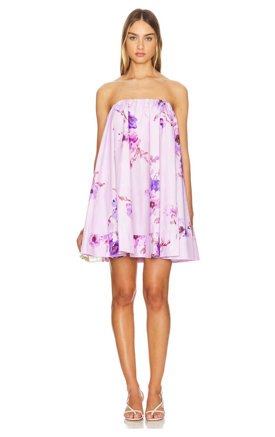 Zimmermann Lightburst Puff Mini Dress Purple Floral photo 4