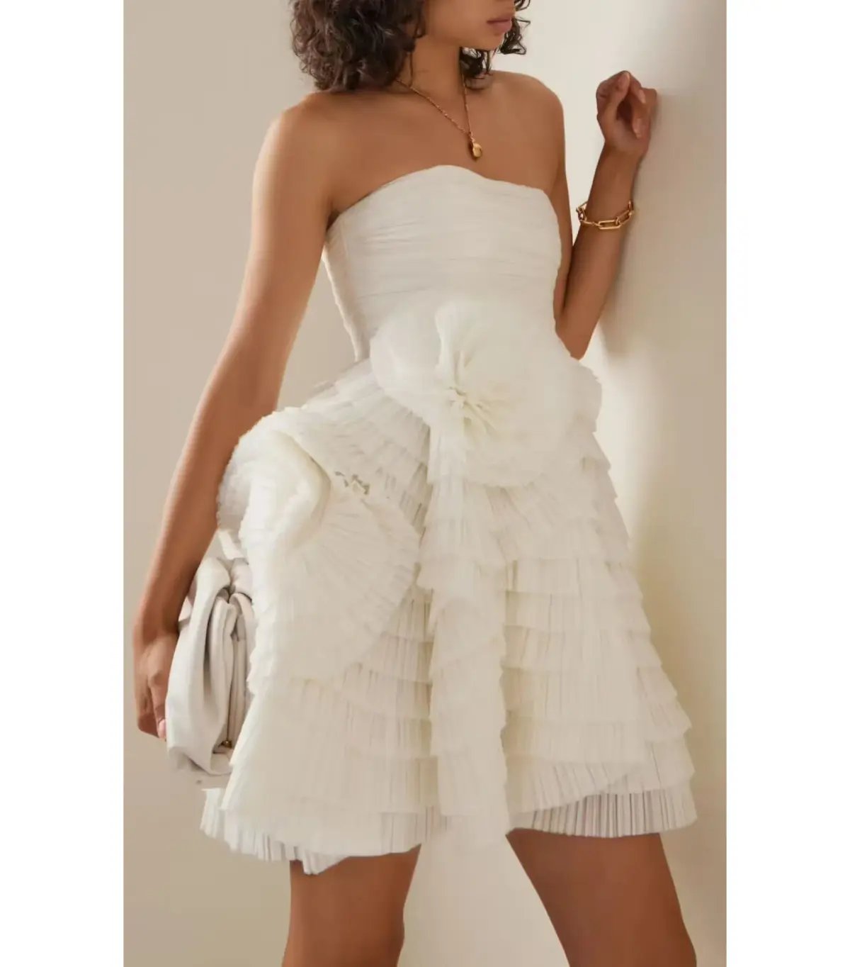 Aje Ivory Expressive Pleated Mini Dress Ivory Size AU 6 photo 2