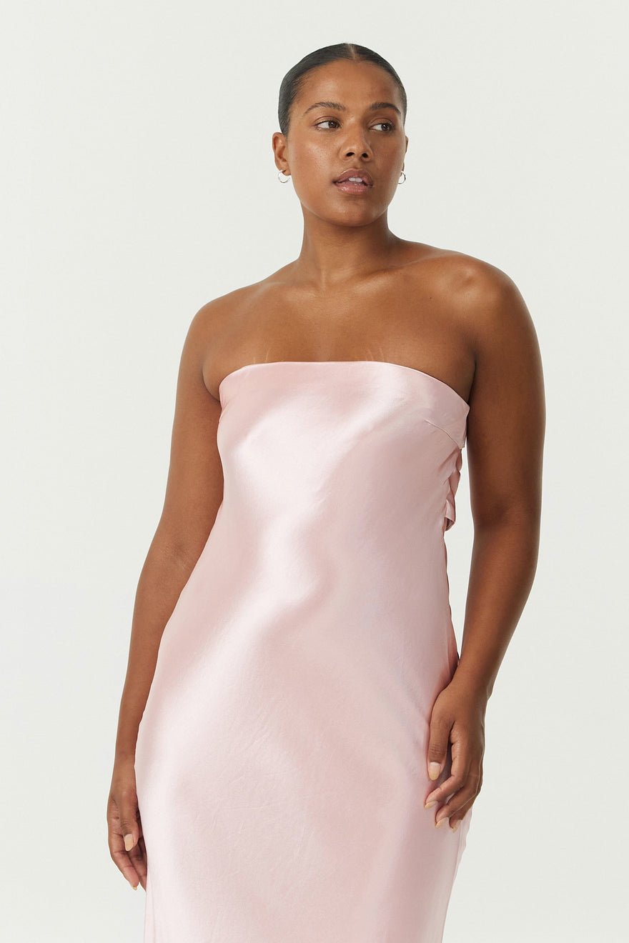 Third Form Satin Tie Back Strapless Maxi Dress - Fairy Floss photo 4