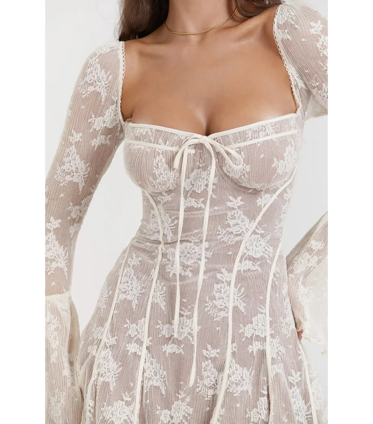 House Of CB Analissa Lace Corset Mini Dress Vintage Cream Size S / AU 8 photo 3