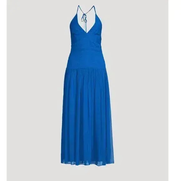 Shona Joy Leilani Halter Tie Midi Dress in Pacific Dress Blue Size 12 photo 3