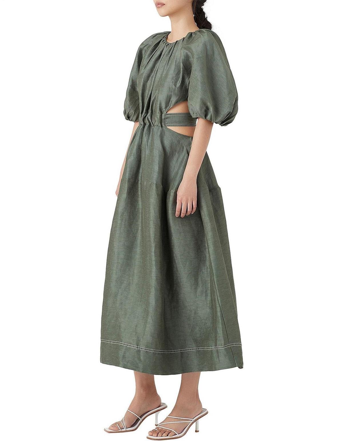 Aje Mimosa Cutout Midi Dress Green Size 8 photo 2