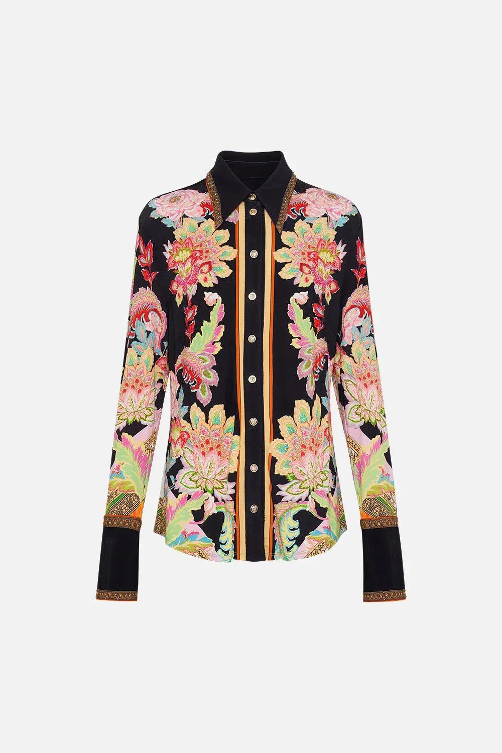 Camilla Sundowners In Sicily Fitted Jersey Shirt & Flare Pant Set Multi Floral Size M / AU 12 photo 5