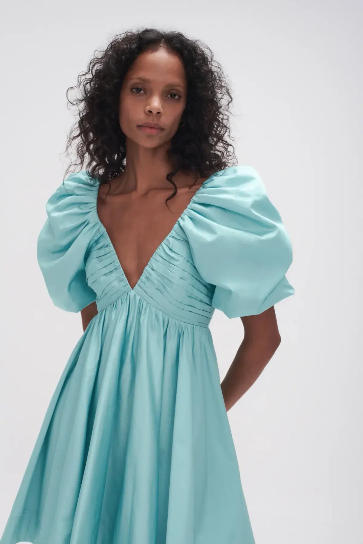 AJE Gabrielle Plunge Mini Dress Spearmint Blue Size 16 photo 4