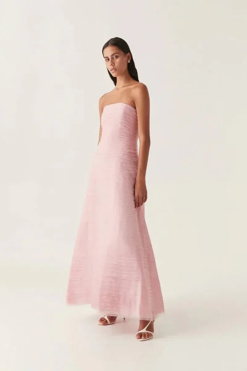 Aje Soundscape Maxi Dress Chalk Pink Size 8 photo 2