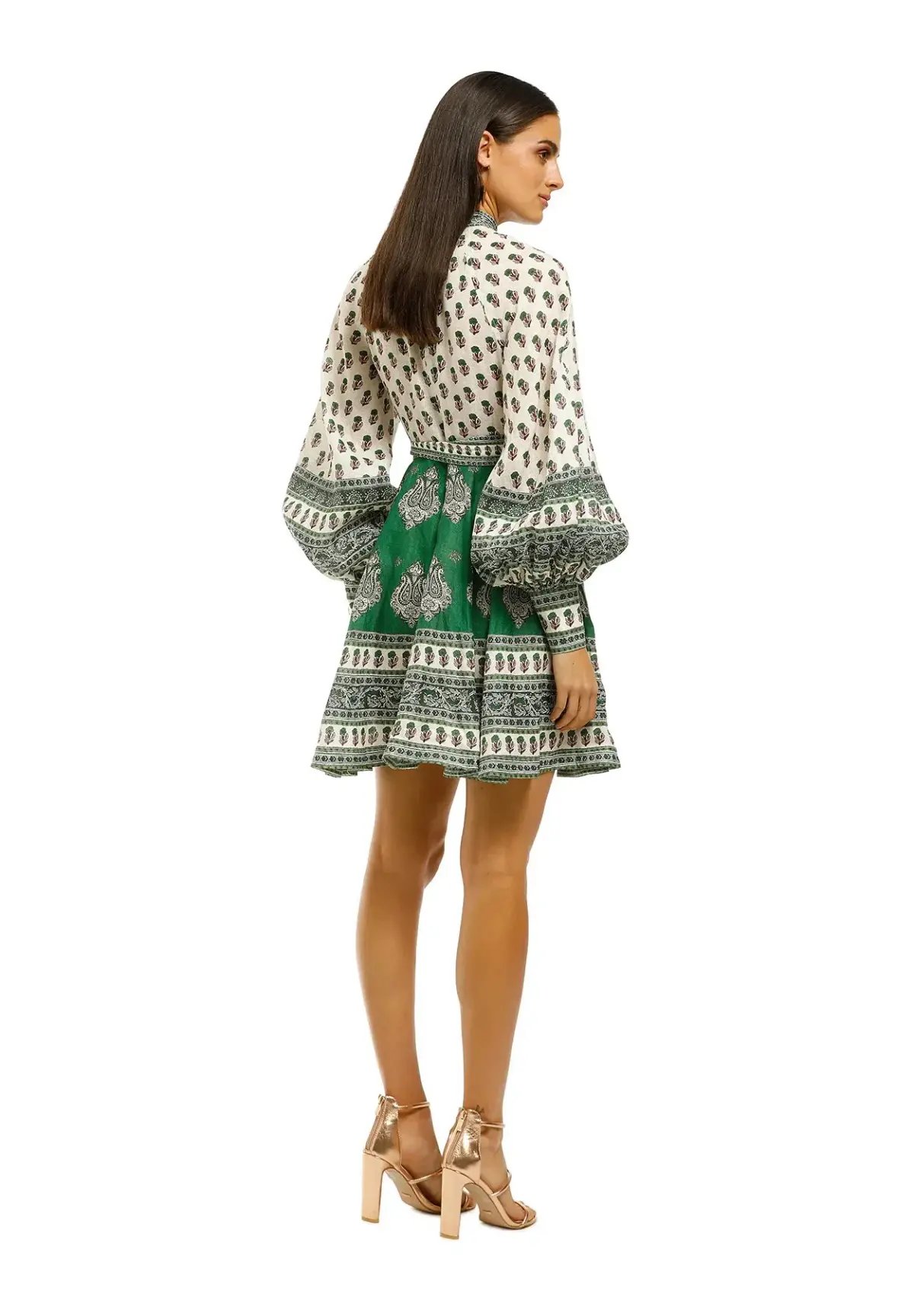 Zimmermann Amari Buttoned Dress Emerald Print Size 10 photo 3