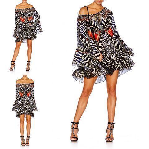 Camilla Louwalan Tales A Line Frill Black & Red Dress Size 10 photo 3