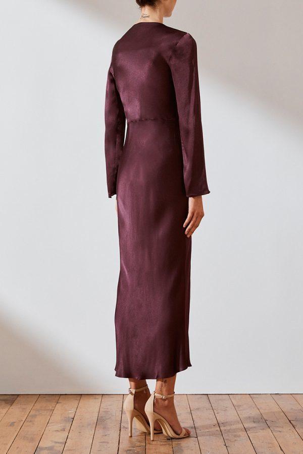 Shona Joy Morrison Long Sleeve Bias Midi Dress Burgundy Size 8 / AU 8 photo 3