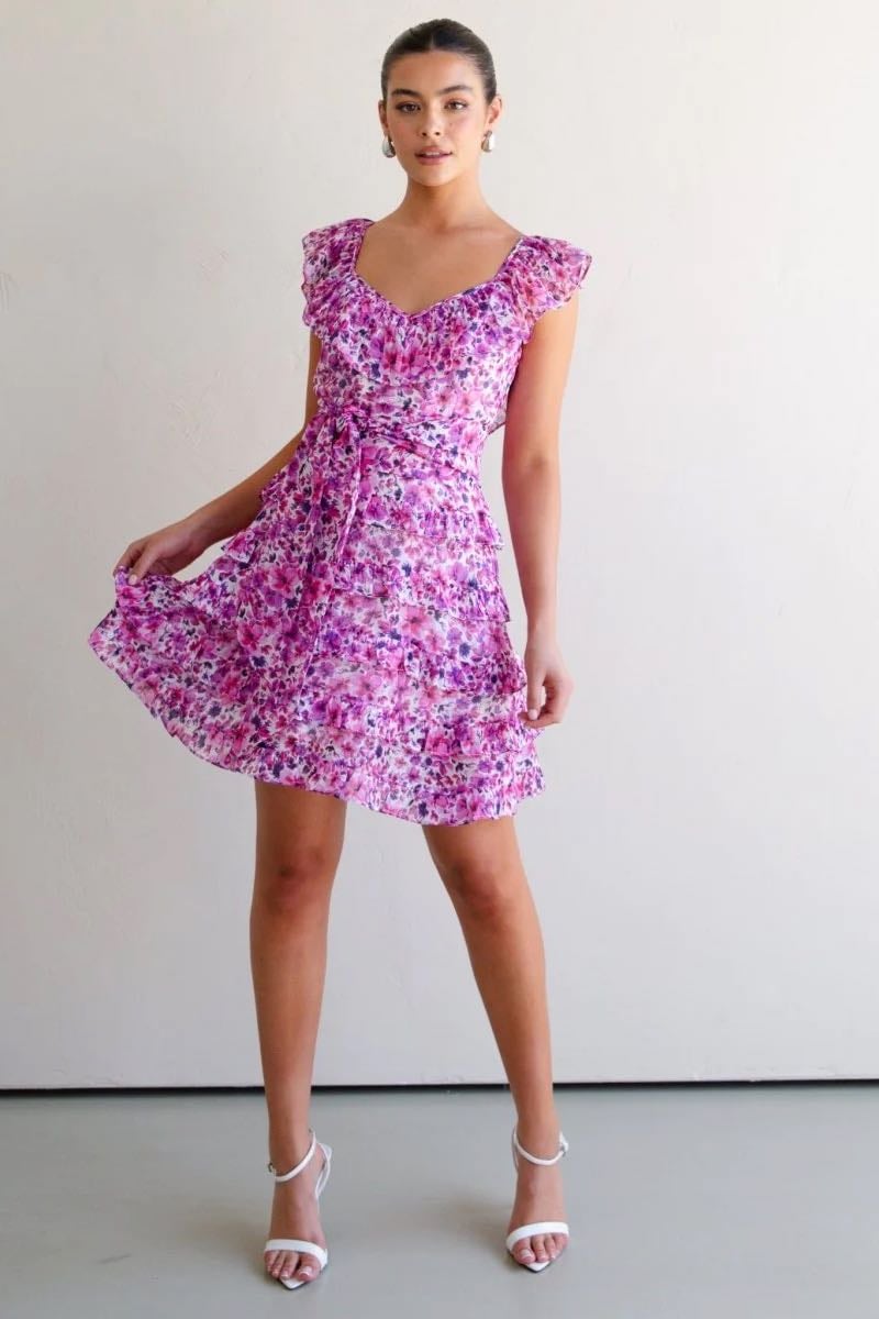 TALULAH PETULA MINI DRESS - PINK PRINT photo 2
