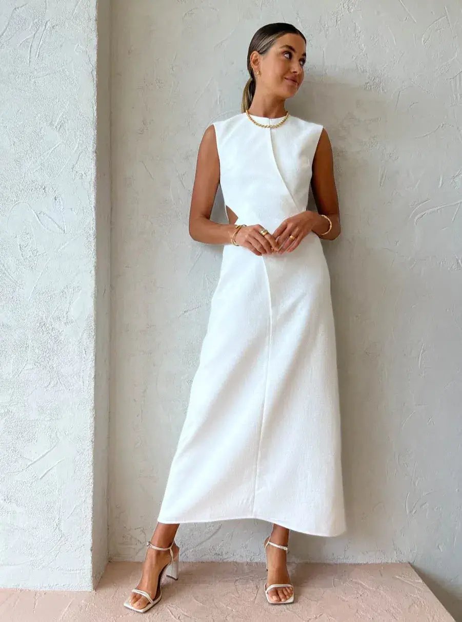 Camilla & Marc Hoxton Sleeveless Dress in Cream Size 6 photo 4
