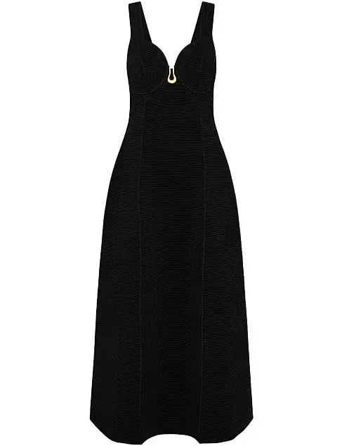 Aje Sylvette Knit Midi Dress Black Size AU 10 photo 5