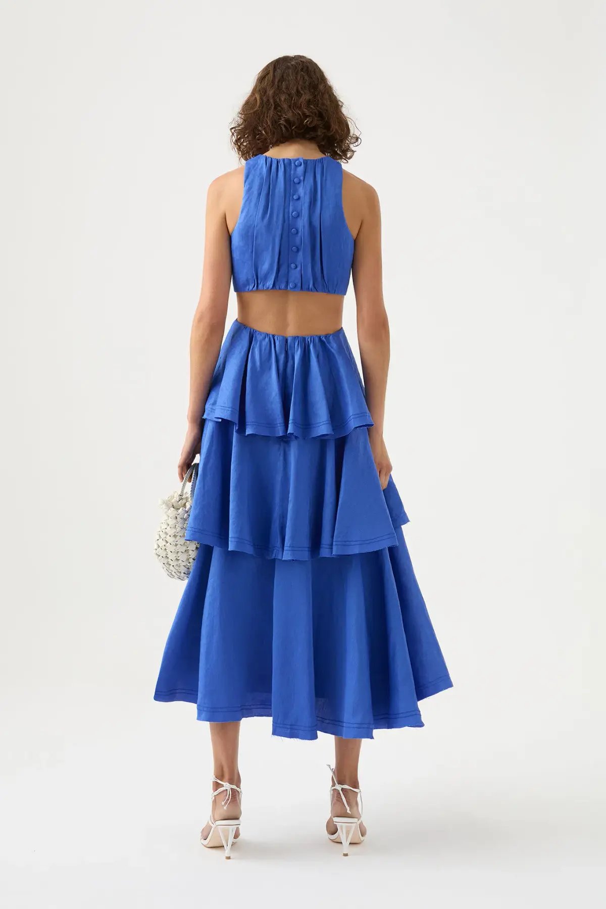 Aje Wave Cut Out Ring Midi Dress Marine Blue Size 8 photo 3