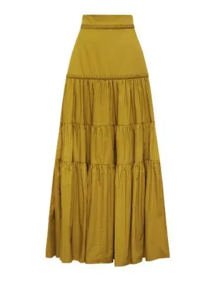Aje Medina Cropped Top and Casabianca Tiered Skirt Set Yellow Size 8 photo 6