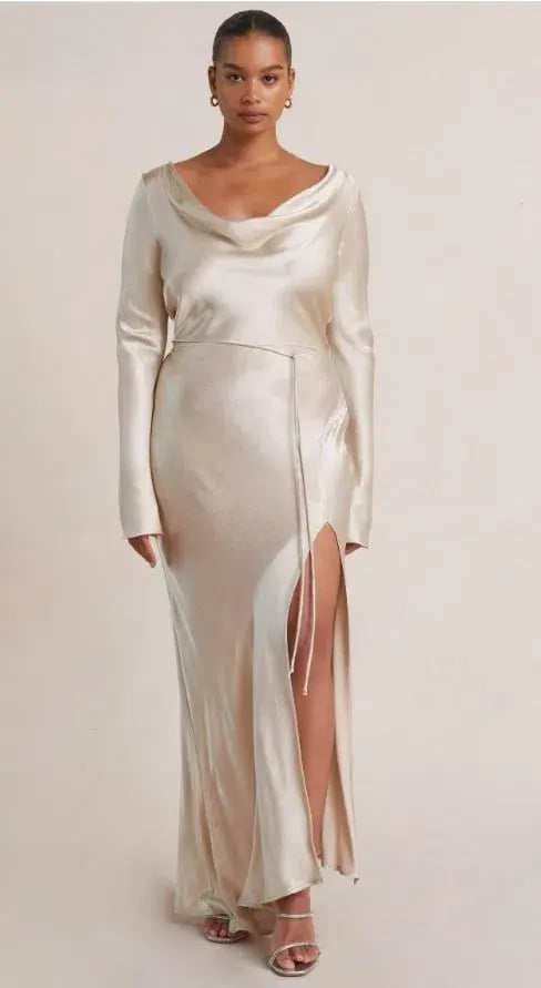 Bec & Bridge Moon Dance Long Sleeve Cowl Dress Sand Size 12 photo 8