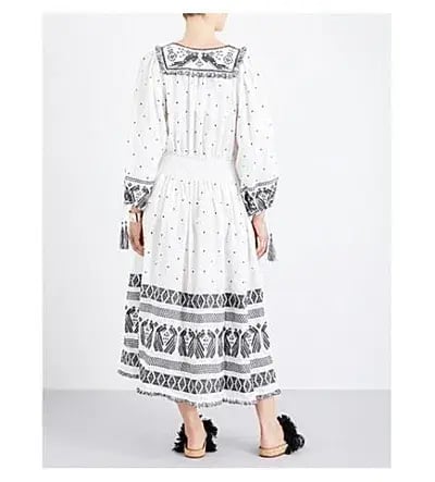 Zimmermann Divinity Midi Embroidered Linen Dress White/Black Size 0 / 8 AU photo 7