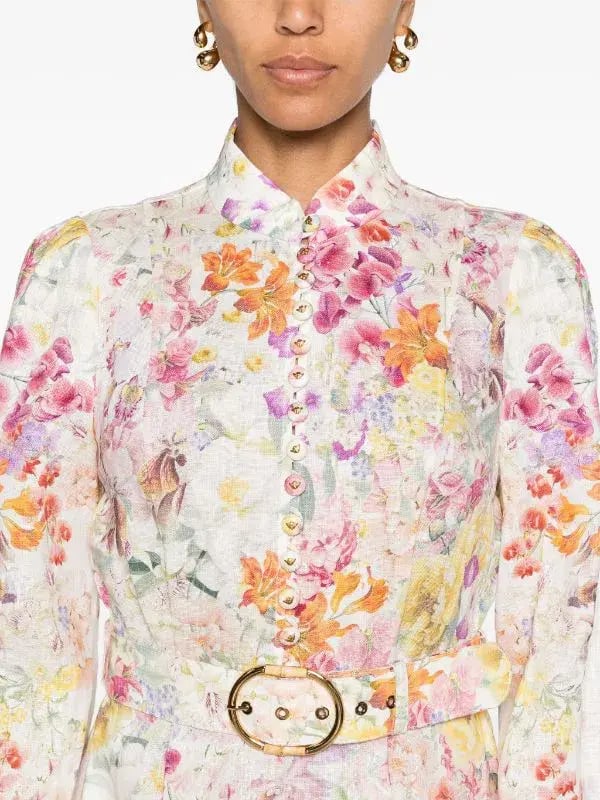 Zimmermann Natura Buttoned Floral Mini Dress Size 2 / AU 12 photo 2