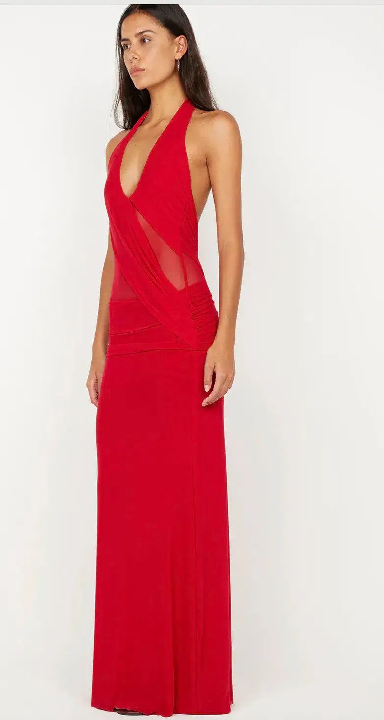 Bec & Bridge Deija Halter Maxi Dress Strawberry Size 6 photo 4