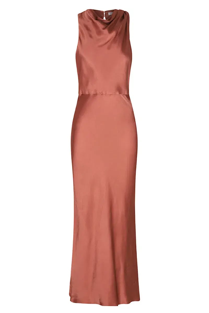 Shona Joy La Lune High Neck Midi Dress Terracotta Size 8 photo 3