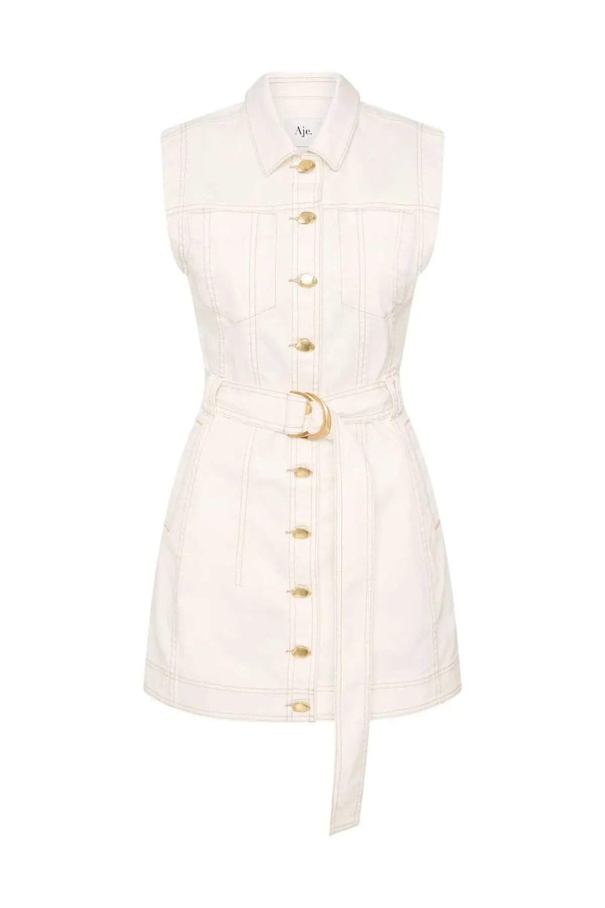 Aje Darcie Denim Mini Dress White Size XS / AU 6 photo 5