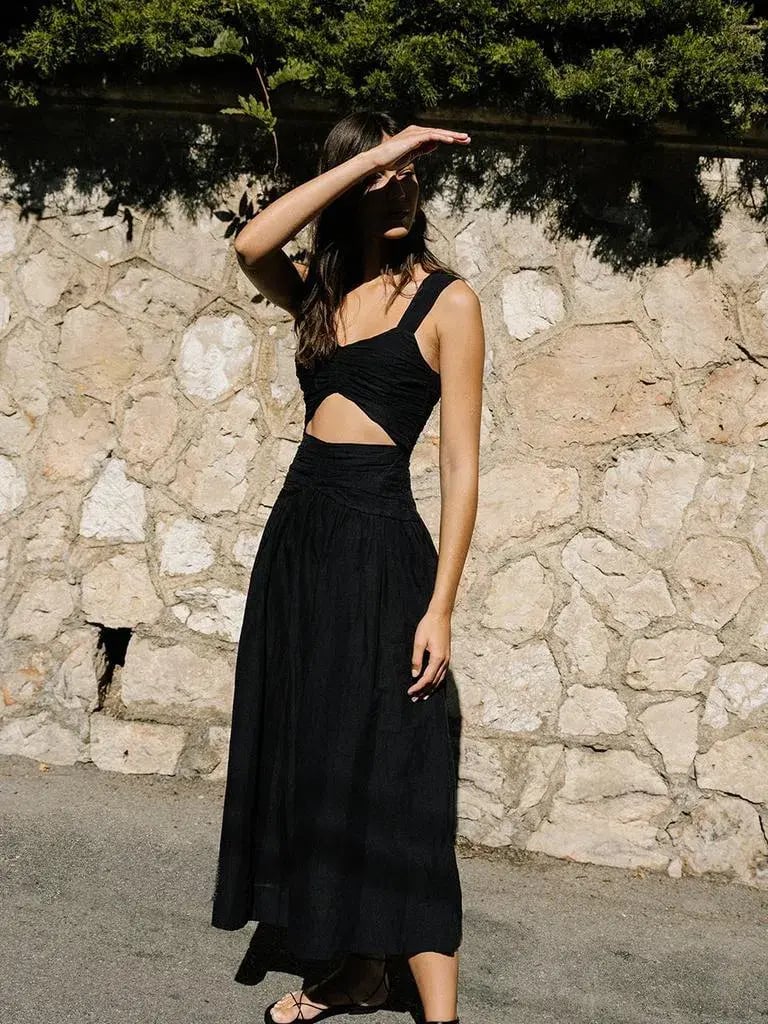 Posse Sofia Midi Dress Black Size 10 photo 2