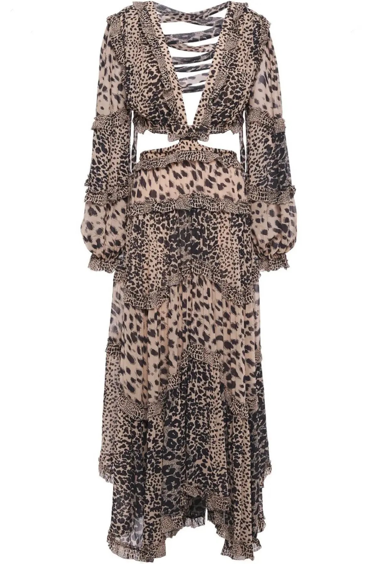 Zimmermann Allia Cut Out Long Dress Cheetah Print Size 0 / AU 8 photo 3