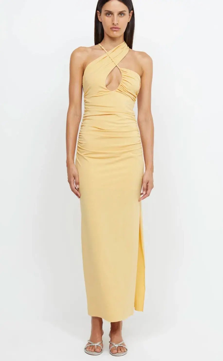 Bec & Bridge Montana Cross Over Midi Dress Straw Yellow Size 6 photo 4