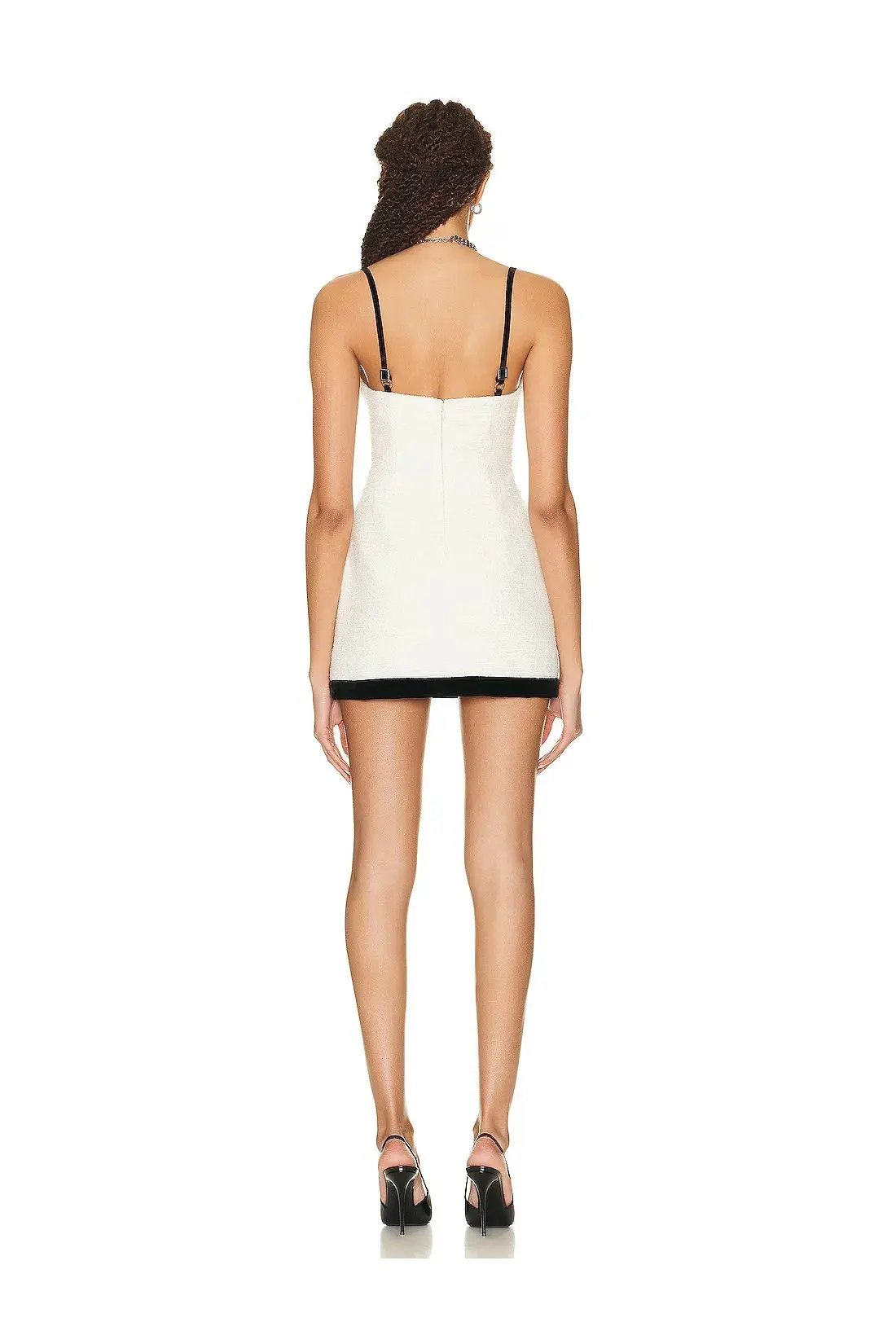 AREA NYC Crystal Grape Velvet Trim Mini Dress Cream Size 6 photo 2