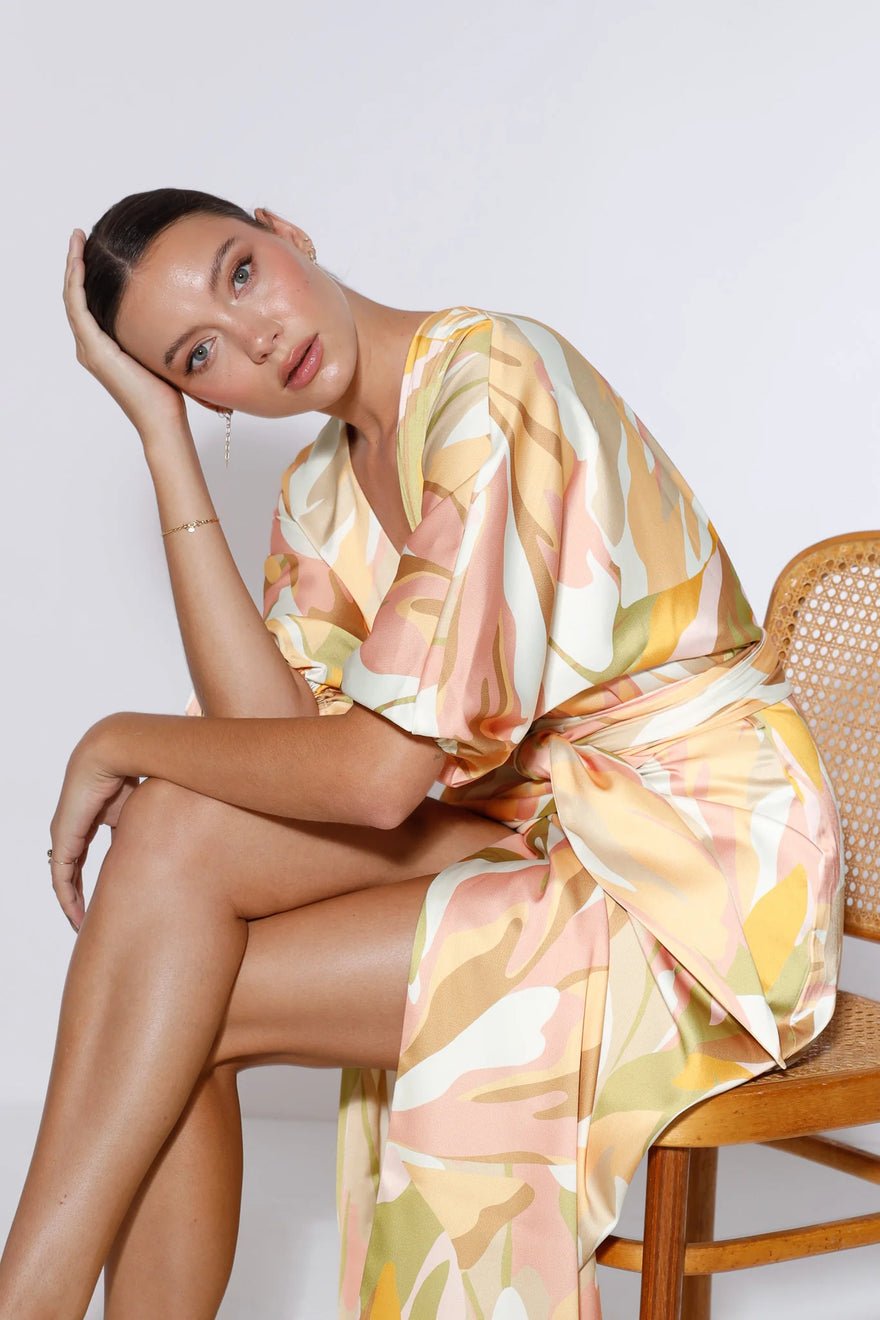 Pasduchas Vista Wrap Midi Dress - Sunset photo 2