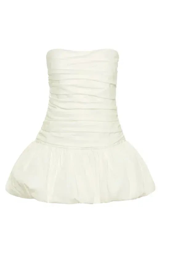 MESHKI FRAN Ruched Cotton Mini Dress - White - Size XS / AU 6 photo 8