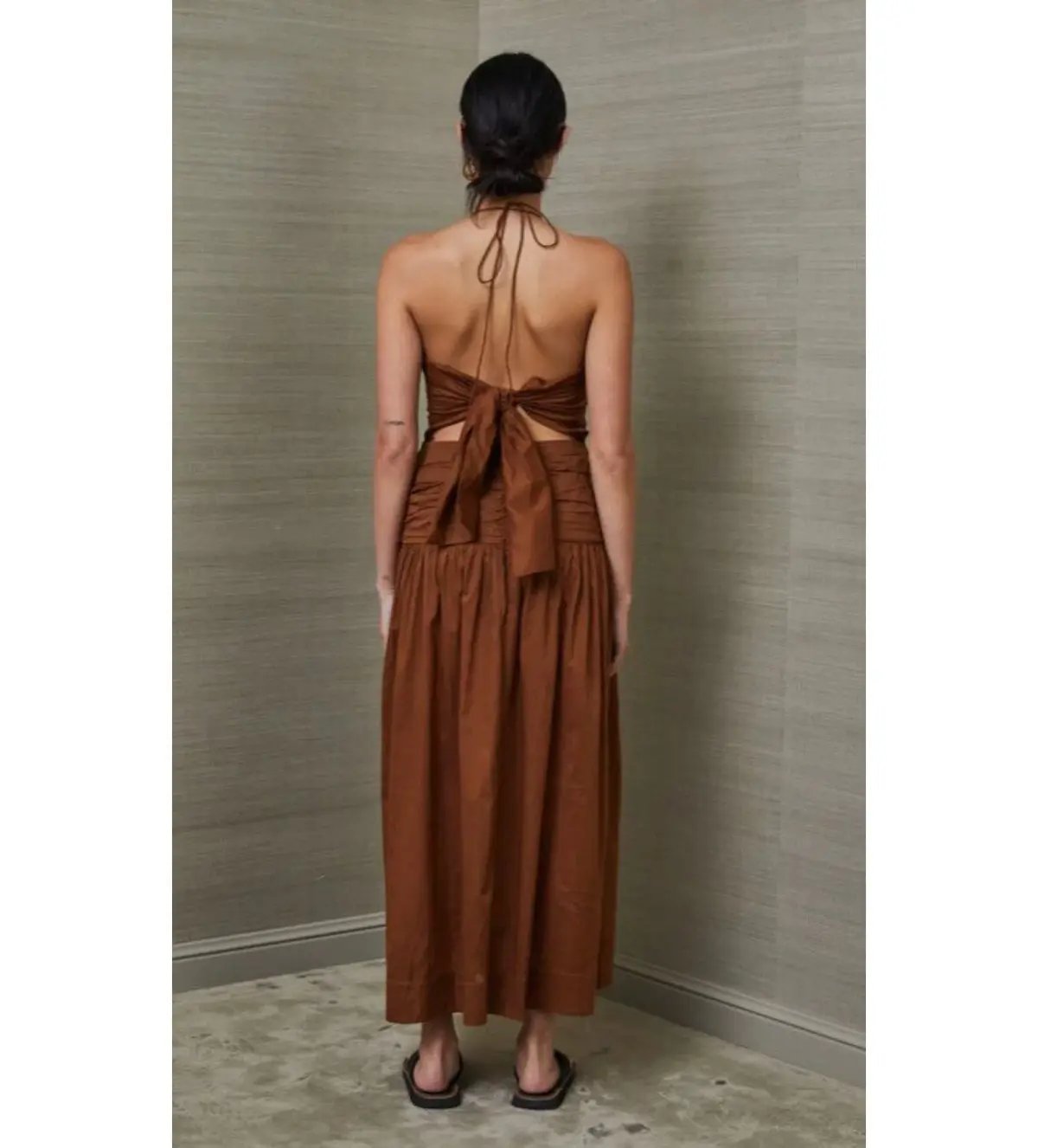 Bec & Bridge Carrie Halter Midi Dress Brown Size AU 10 photo 4
