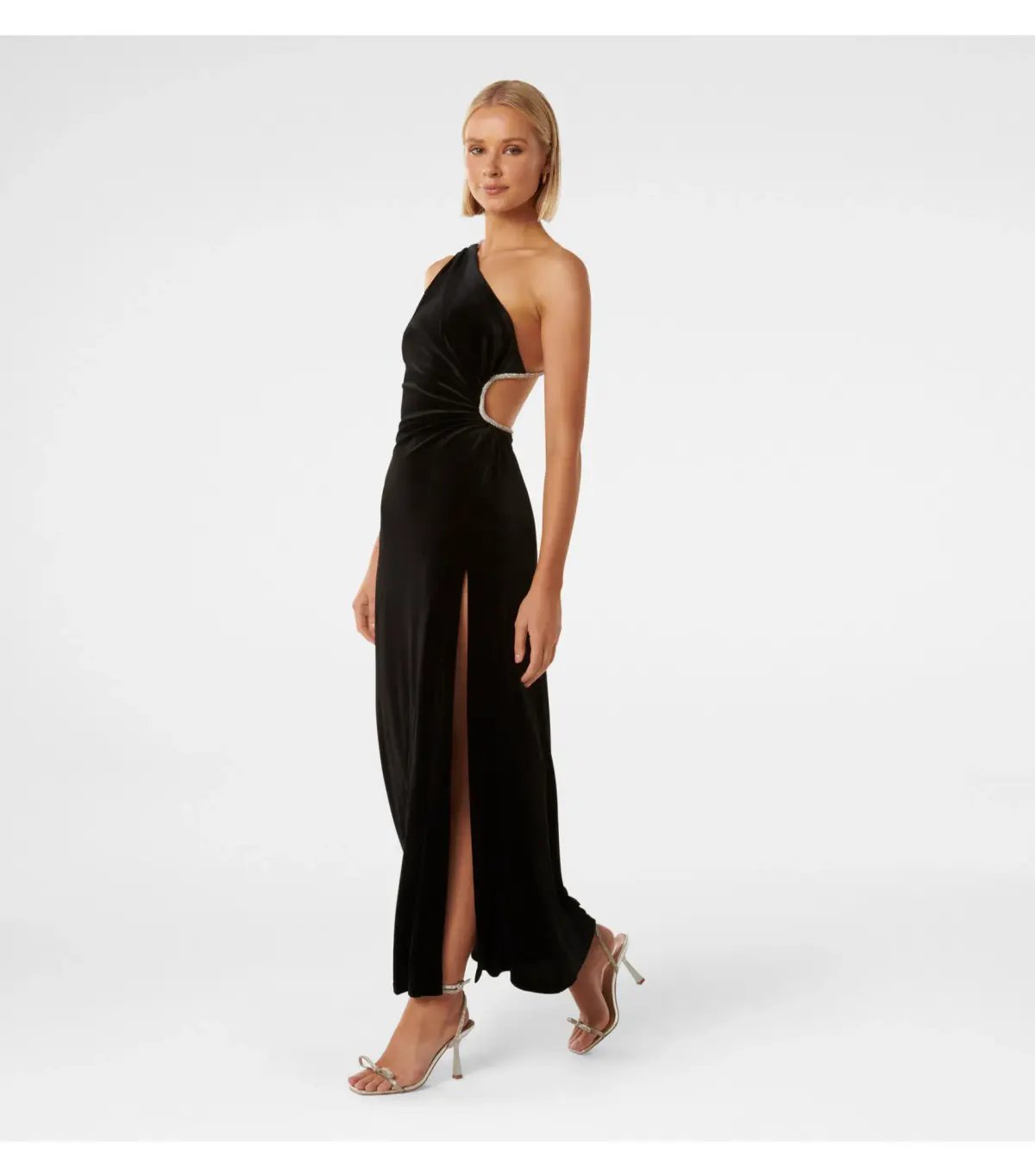 Forever New Costanza Diamante Velvet Gown Black Size AU 4 photo 2