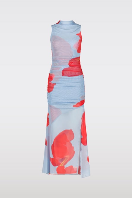 SAEMDI FLORAL PRINTED MESH DRESS - BLUE MULTI photo 2