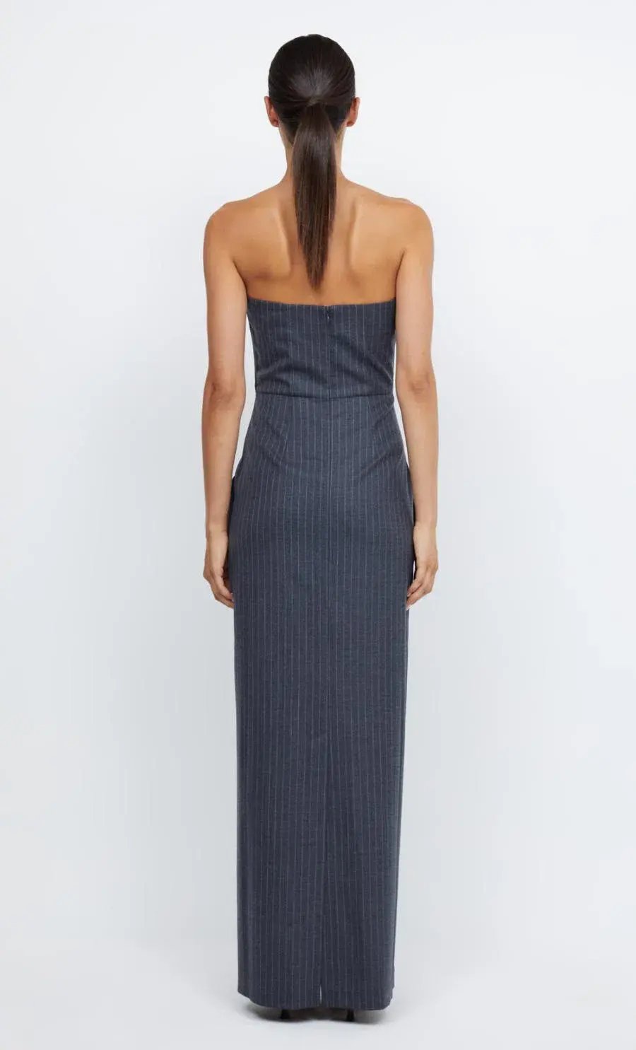 Bec & Bridge Pine Strapless Maxi Dress in Charcoal Pinstripe Size 8 photo 6