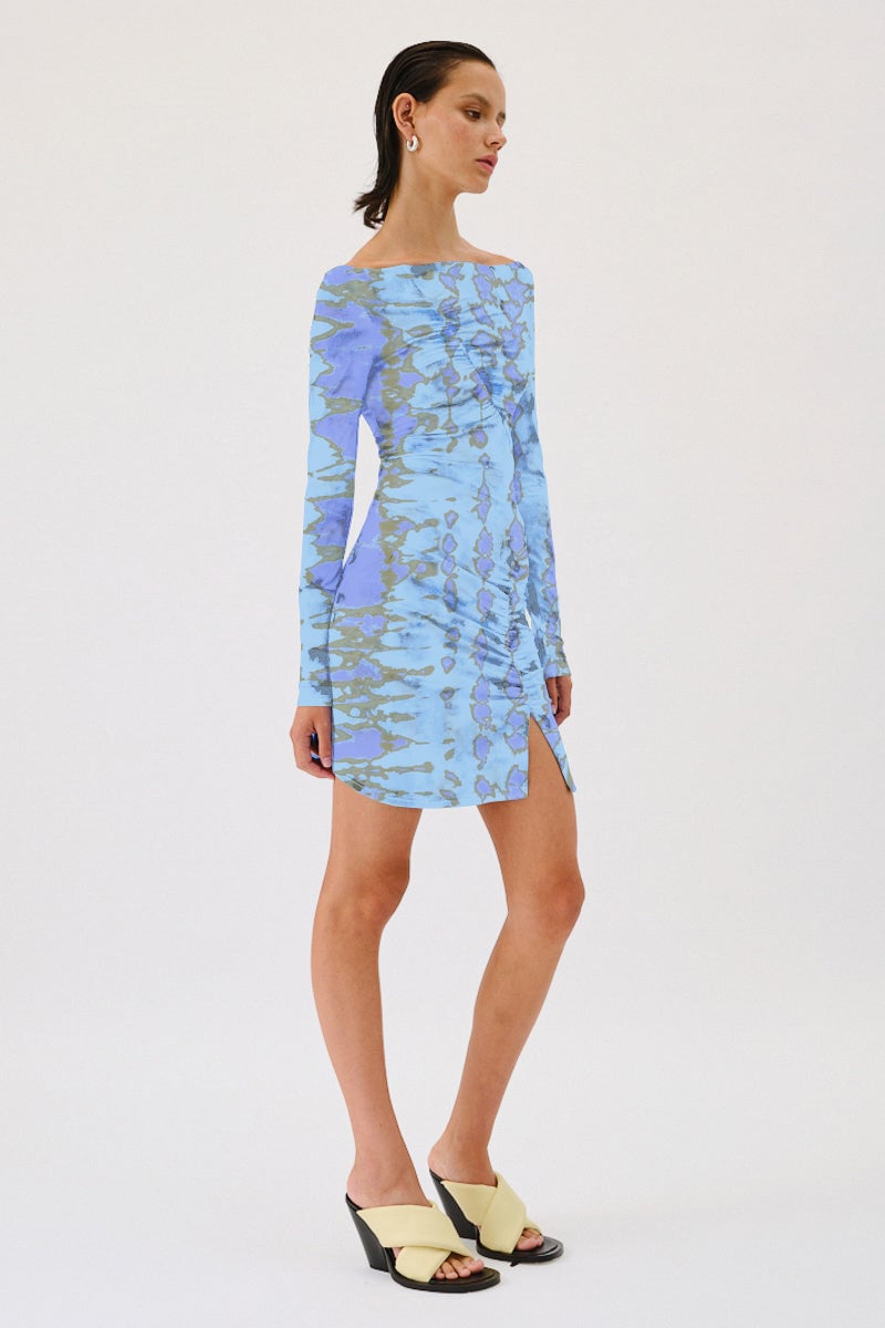 SUBOO CLAUDIA LONG SLEEVED MINI DRESS - ICE BLUE photo 2
