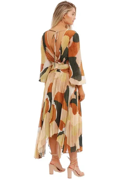 Ministry of Style Retro Resort Pleated Midi Dress Multi Print Size AU 8 photo 3