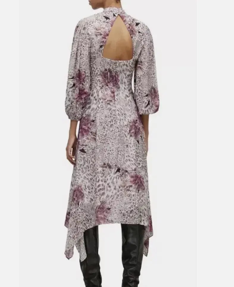All Saints Adelaide Floral Long Sleeve Midi Dress Print Size 16 photo 2