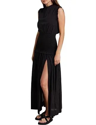 Bec & Bridge Felice Shirred Maxi Dress Black Size 8 / S photo 3