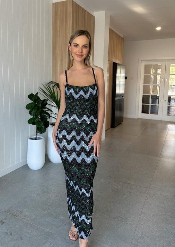 Rachel Gilbert Callum Midi Dress, Multi Sequin photo 3