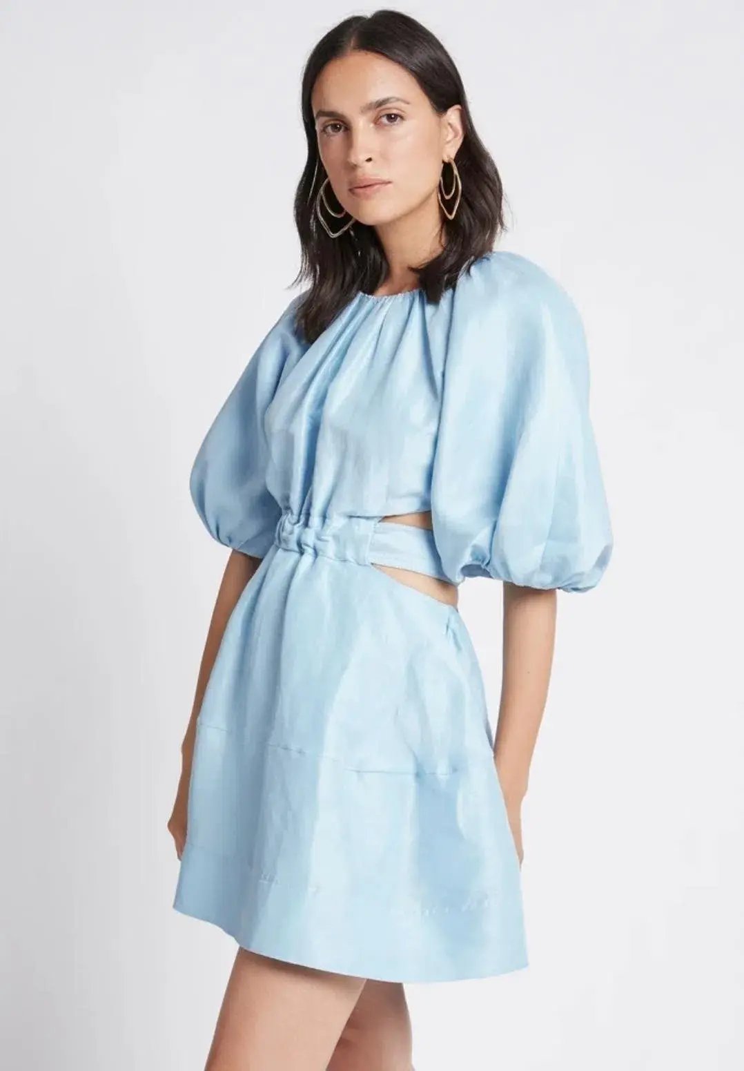 Aje Psychedelia Cut Out Mini Dress Pale Blue Size 4 photo 2
