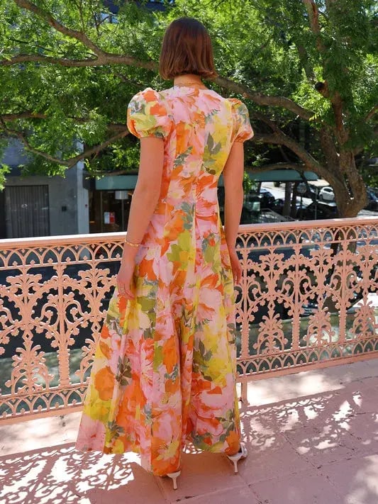 By Nicola Short Sleeve Wavy Maxi Dress In Floral Confetti Size 14 photo 3