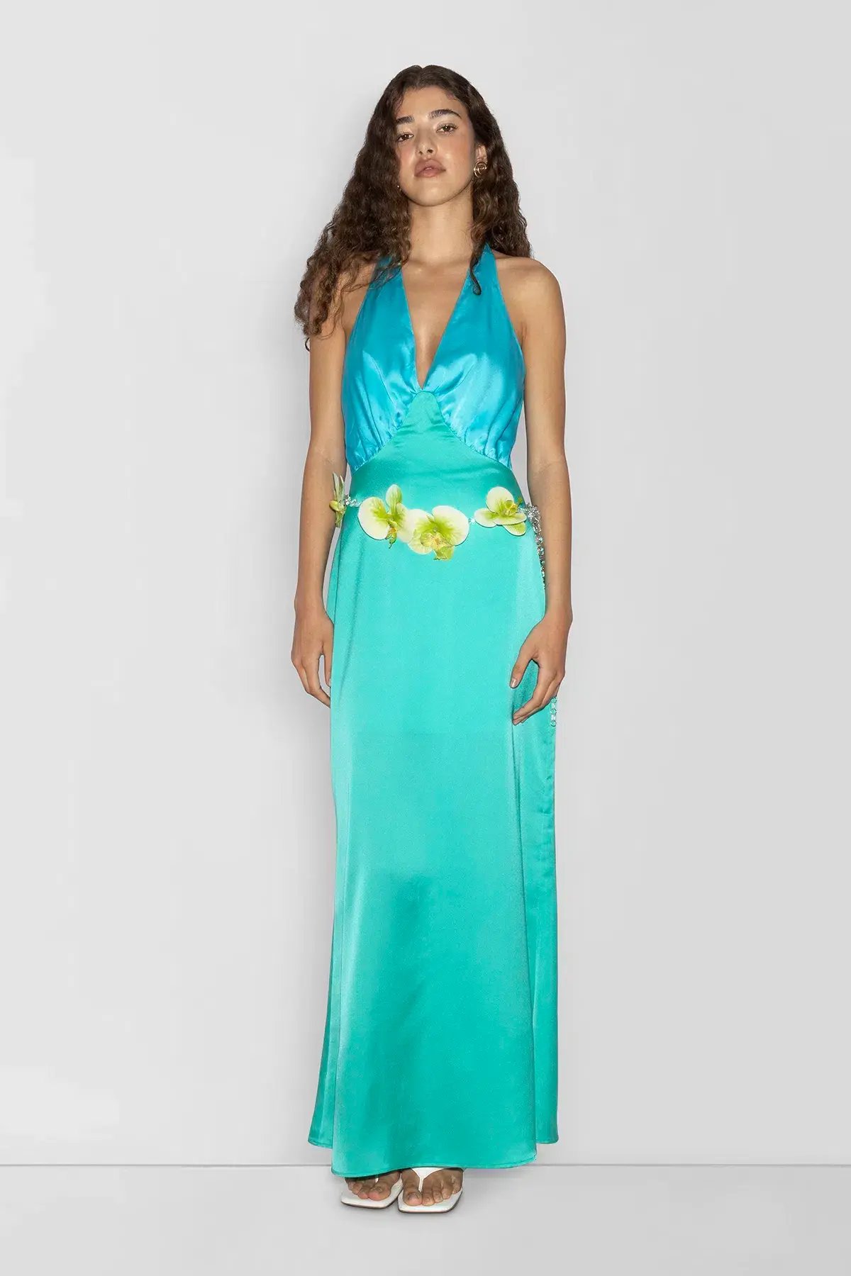 The Wolf Gang Oahu Slip Dress Maxi Aquamarine Size AU 10 photo 2