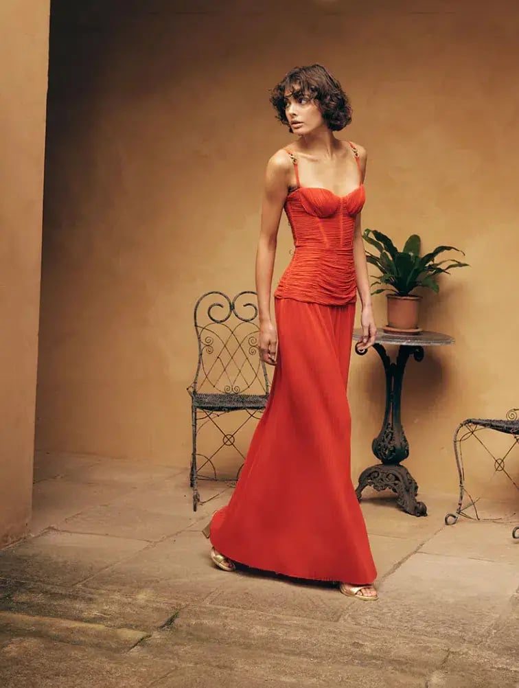 Manning Cartell Double Time Pleat Dress Red Size 10 photo 7