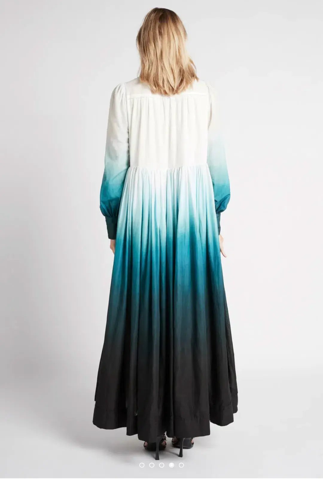 Aje Cosmos Long-sleeved Tiered Maxi Dress Teal Ombre Size  AU 6 photo 2